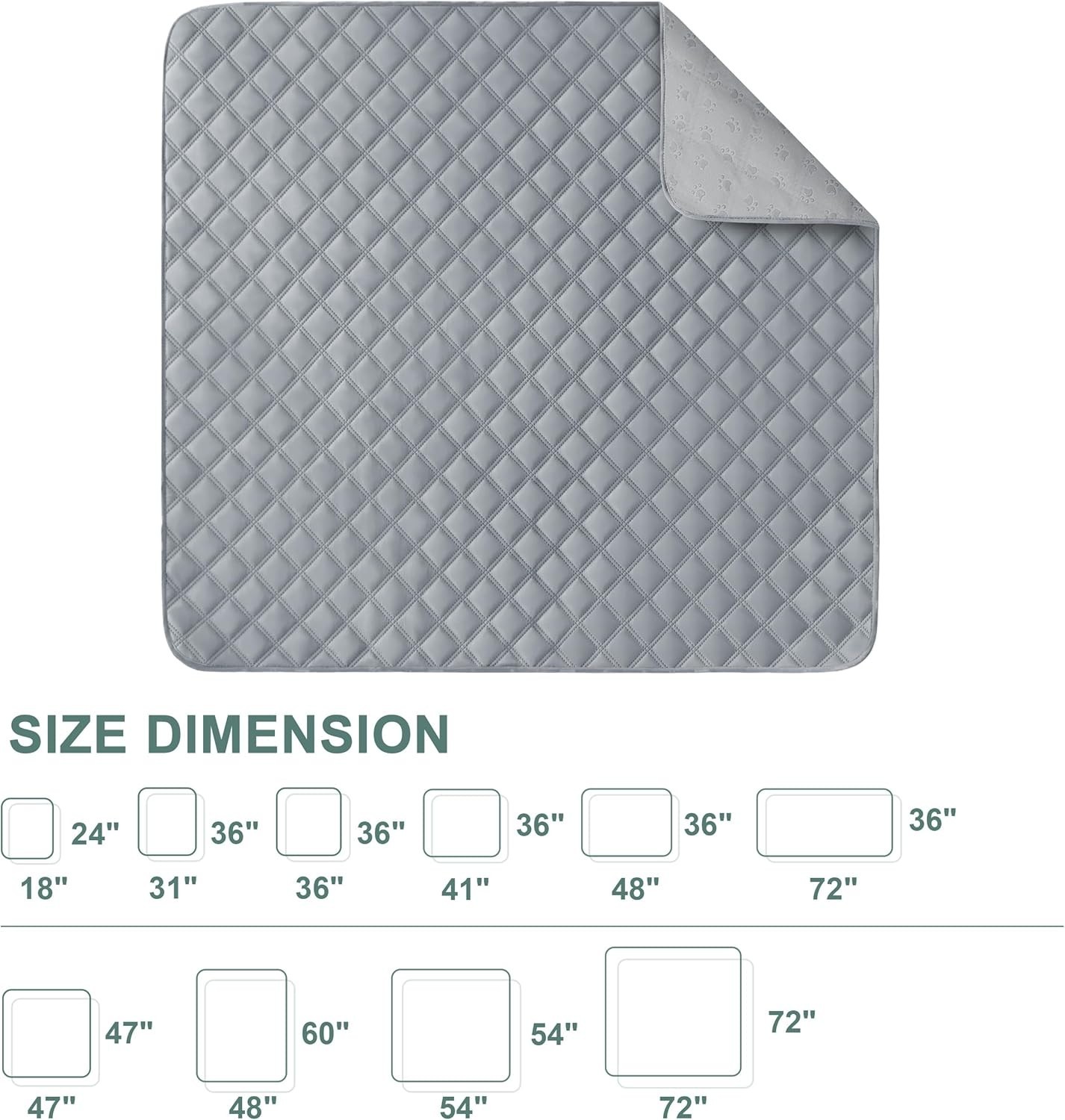 Reusable Washable Pee Pads for Dogs Large/Extra Large 36” X 41” 2 Pack, Absorb