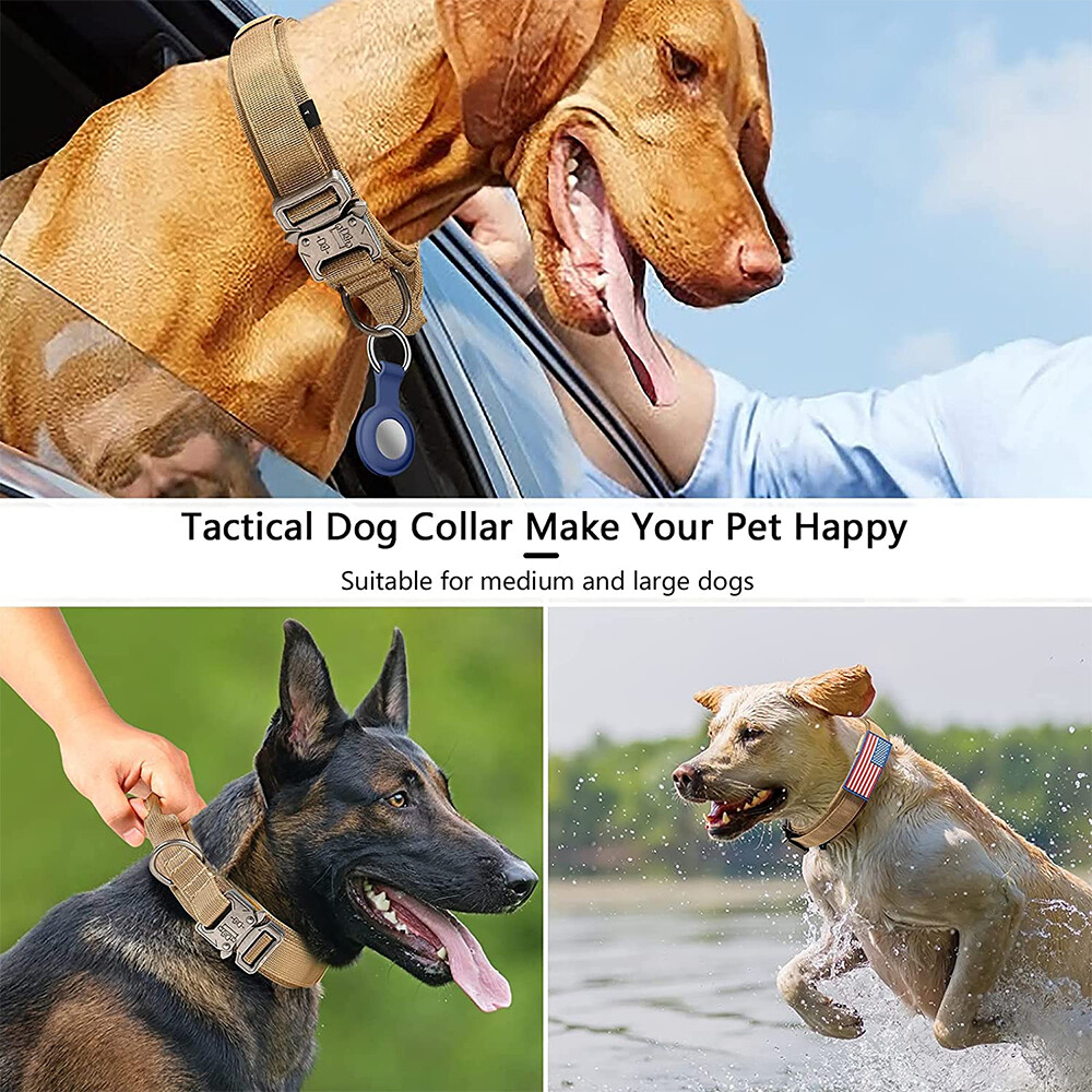Tactical Dog Collar Heavy Duty Nylon Large Dog Canine Training With Metal Buckle