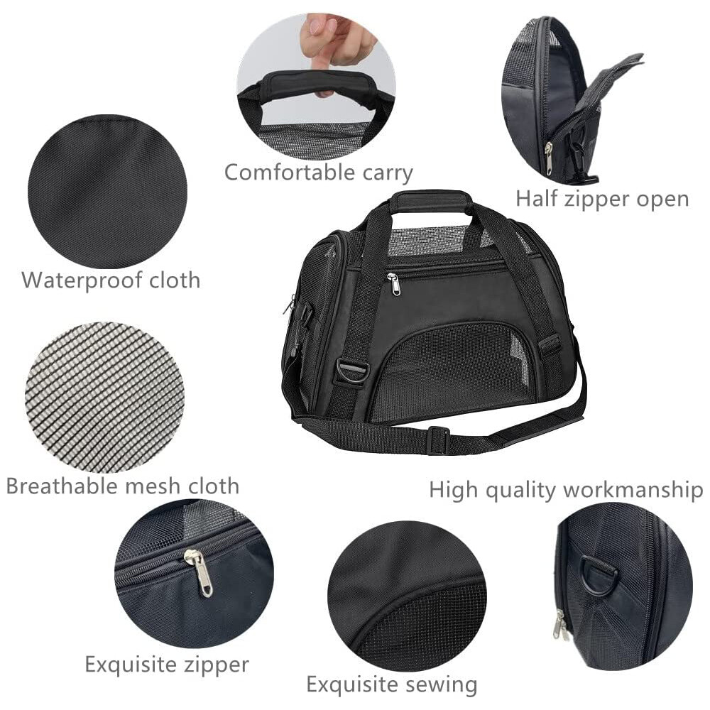 Soft-Sided Airline Approved Pet Cat Carrier Bag, Comfort Case, Sizes M & L ﻿