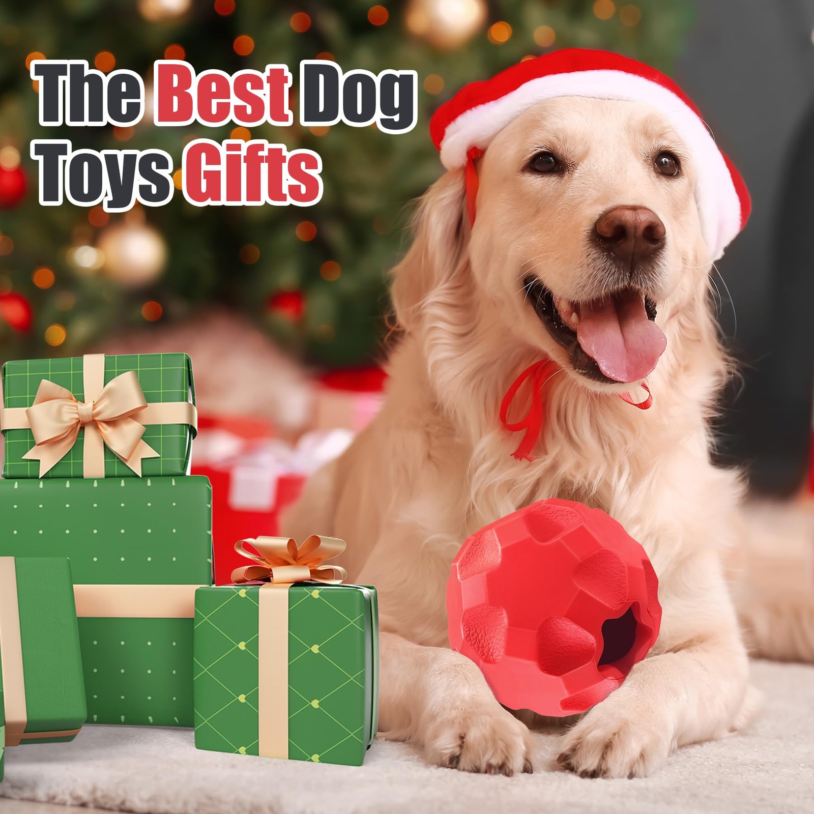 TROUSKAIG Treat Dispensing Dog Toys for Big Ball, Red