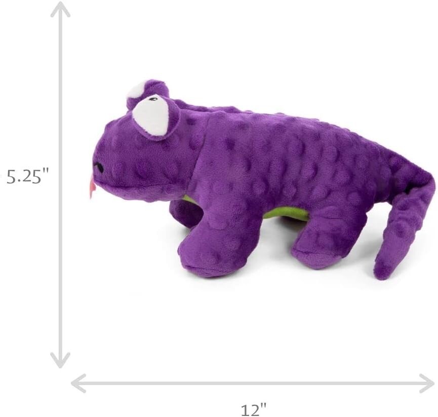goDog Action Plush Lizard Animated Squeaky Dog Toy, Chew Guard Technology-Purple