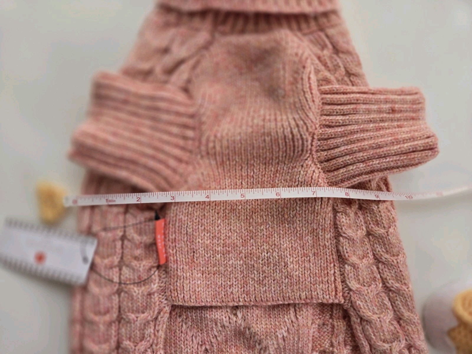 KYEESE Pink Dog Sweater Winter Dog Pullover Knit with Fine Gold Yarn Size L