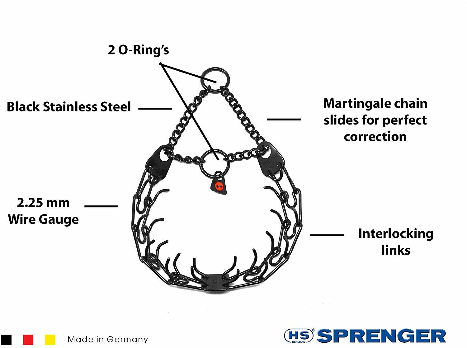 Herm Sprenger Black Stainless Steel Prong Dog Training Collar Ultra-Plus