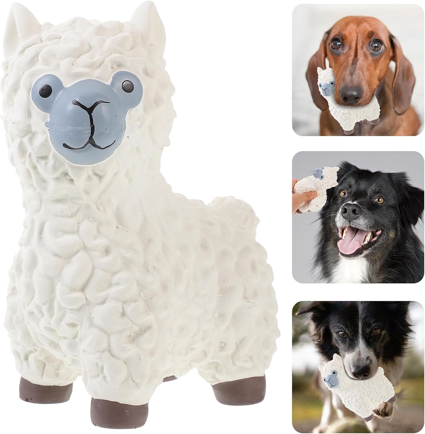 LUOZZY Dog Squeaky Toy Cartoon Sheep Soft Latex Puppy Size M, As Shown