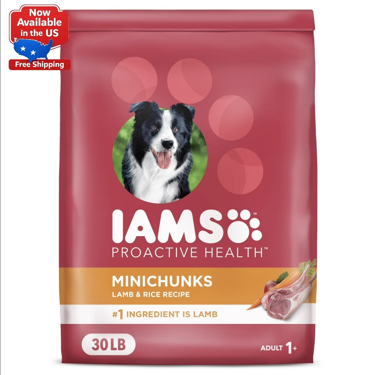 Iams Proactive Health Minichunks Dry Dog Food With Real Lamb & Rice, 30 Lb. Bag