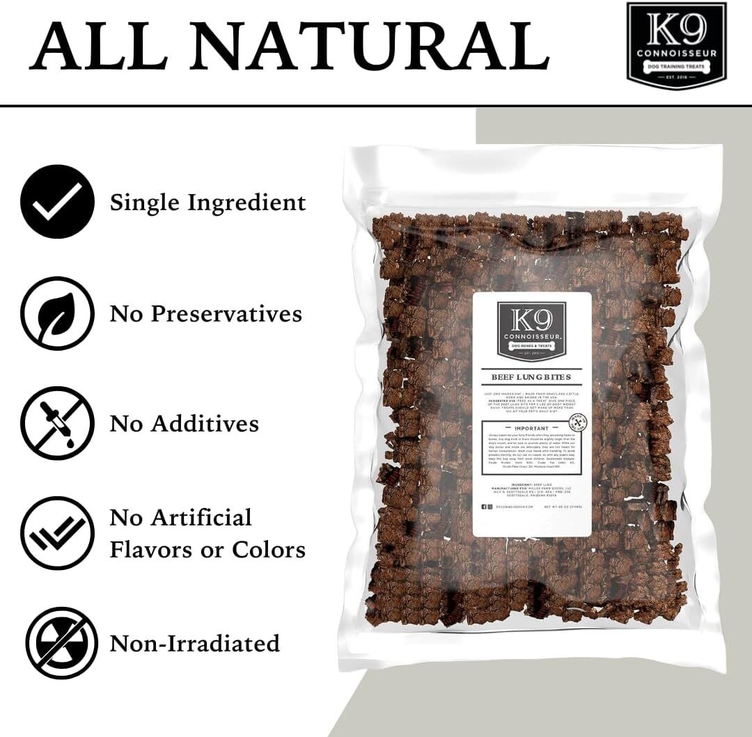 Beef Lung Dog Training Treats All Natural & Lean USA Made Single Ingredient