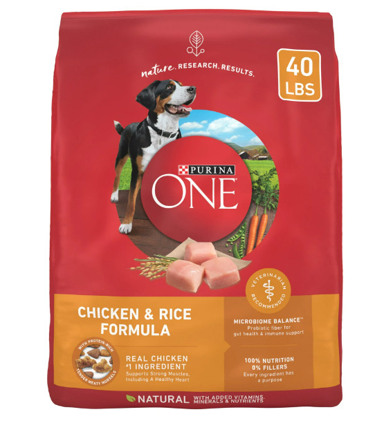 Purina One Dry Dog Food for Adult Dogs High Protein, Real Chicken & Rice, 40 lb