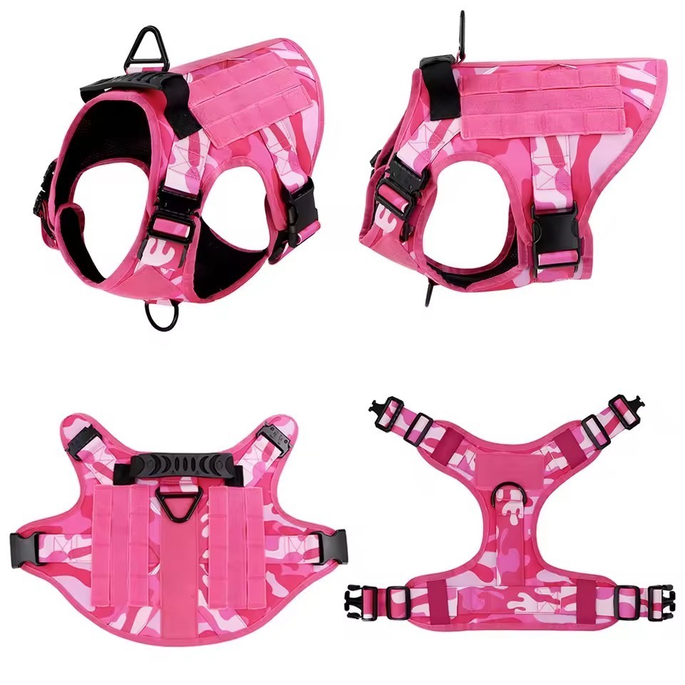Tactical Dog Harness Set Dog Vest Dog Collar and Dog Leash Set with 12 patches