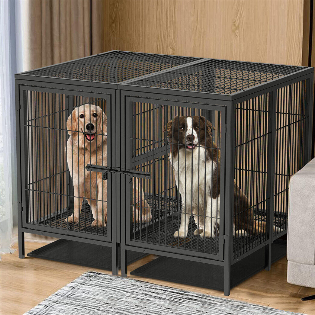 XXXL Giant Premium Dog Crate Cage Pet Kennel Divider Playpen Dual Door & Tray