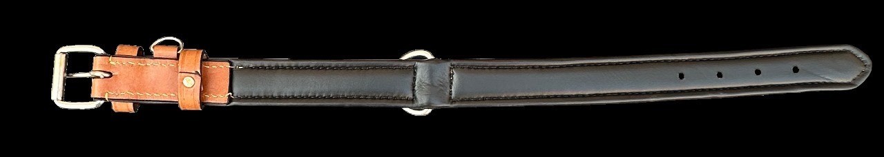 Leather Dog Collar Accent Stitched Medium Large XL 1.25″ Wide Amish Handmade