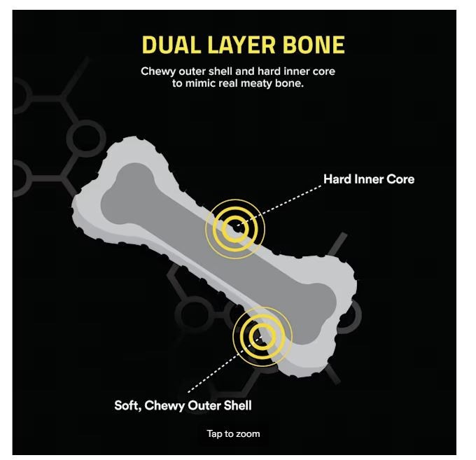 Playology Dual Layer Bone Tough Peanut Butter Scented JUMBO/LARGE DOG Toy 35lb+