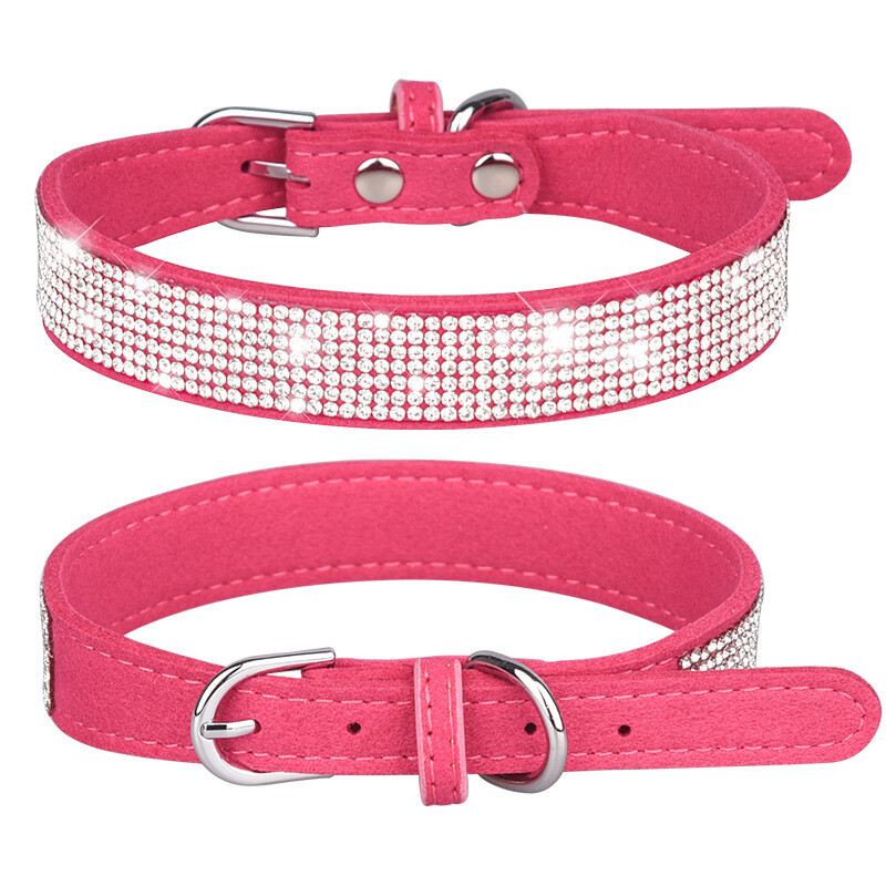 Bling Rhinestone Dog Cat Collars Leather Pet Puppy Kitten Collar for Chihuahua