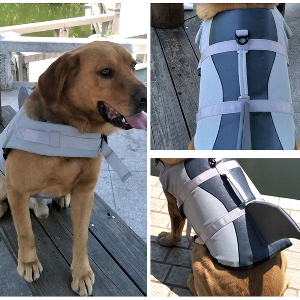 Pet Dog Life Jacket Puppy Swimming Float Safety Vest Adjustable w/ PULL Handle