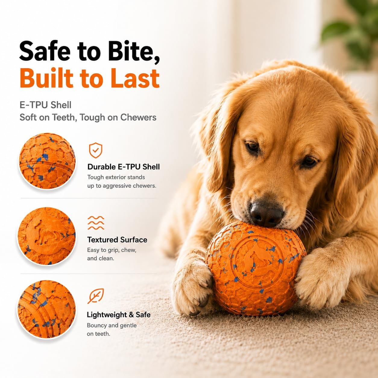 Interactive Dog Ball for Medium & Large Dogs, Automatic Moving Dog Toy with M…