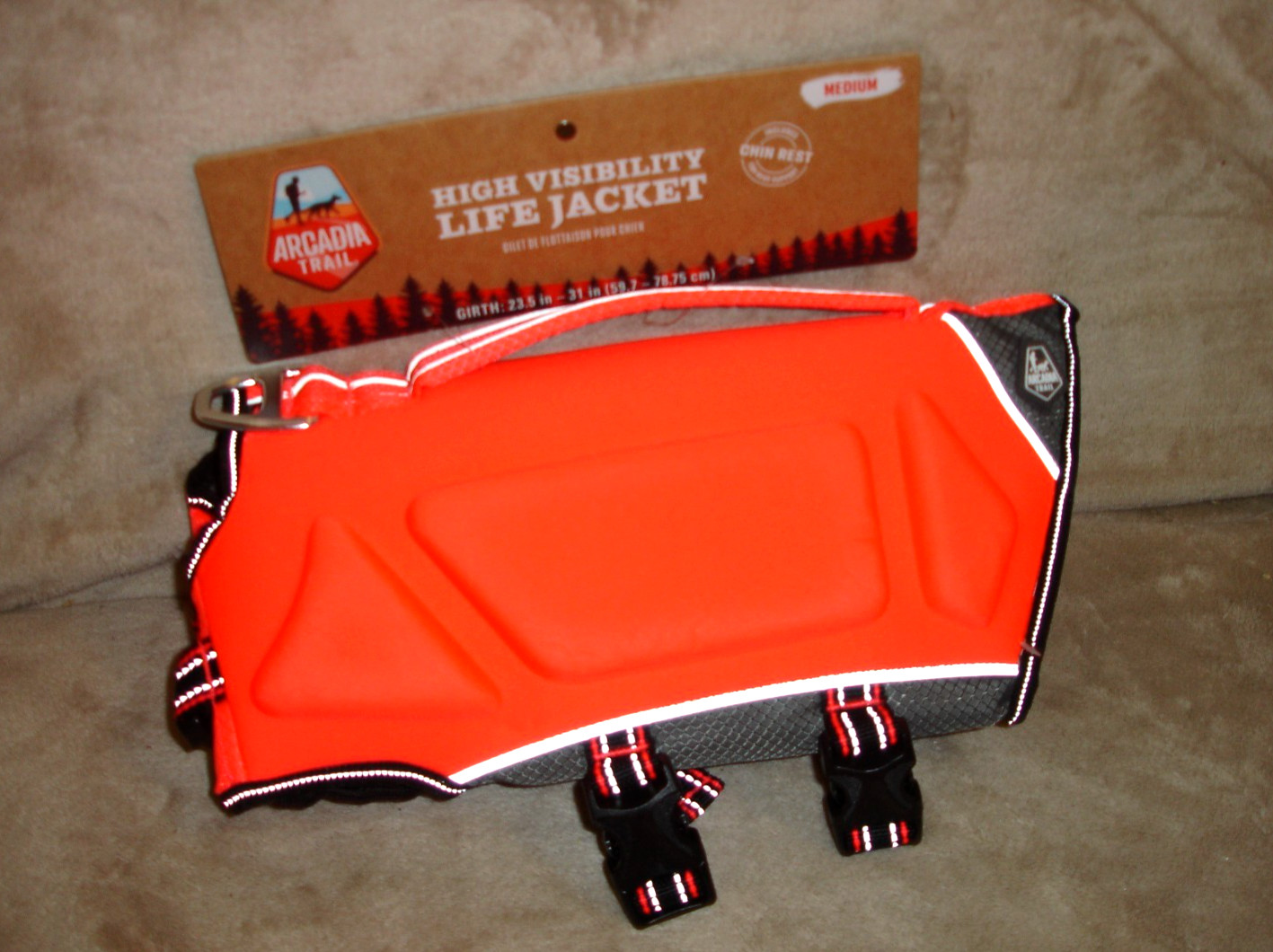 Arcadia Trail High Visibility Orange Dog Flotation Life Jacket Size MEDIUM NWT