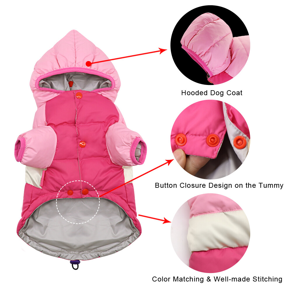 Winter Dog Coat Warm Waterproof Pet Puppy Hooded Jacket Jumpsuits for Small Dogs