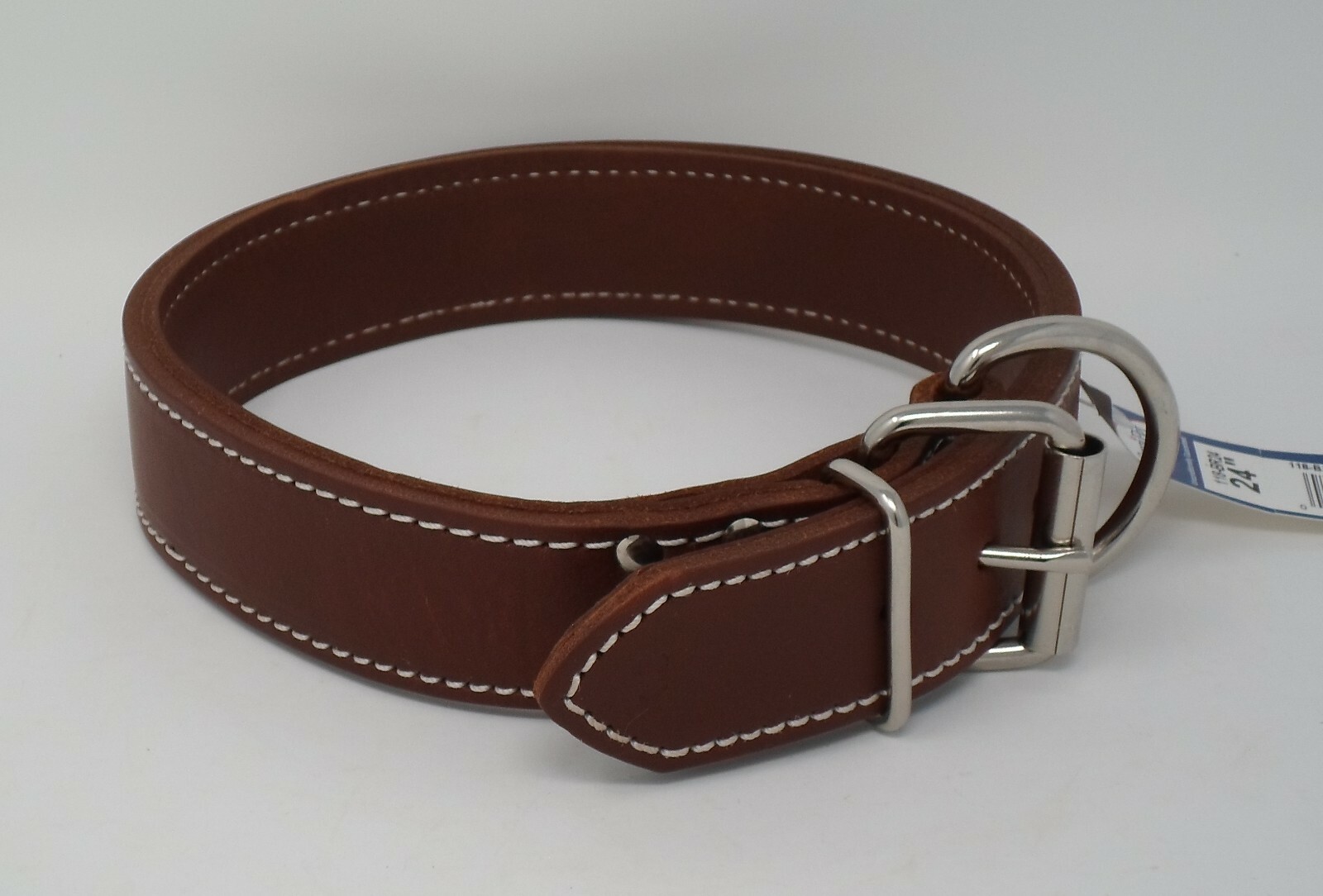 #118 1 1/2 2 PLY 26″ HEAVY BROWN COLLAR FREE BRASS NAMEPLATE LARGE DOG