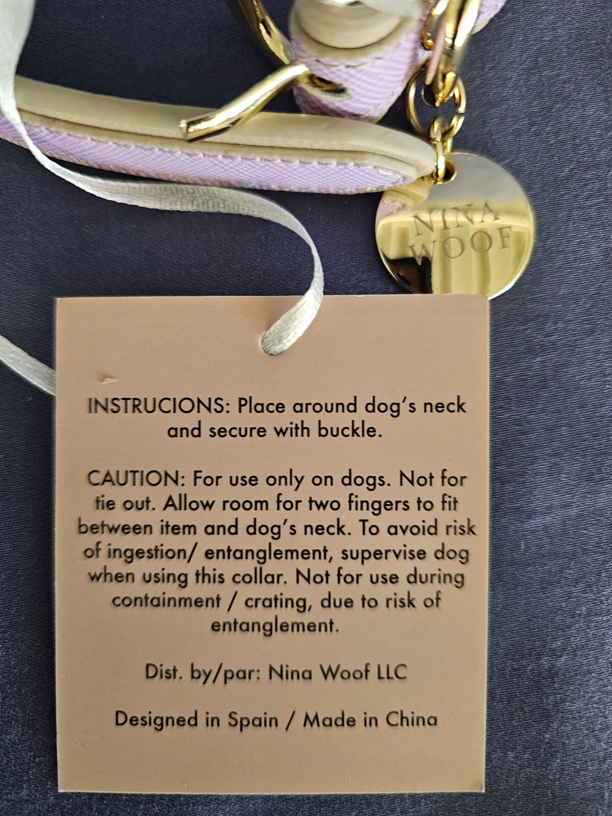 NINA WOOF London Vegan Leather Dog Collar Lavender XS Extra Small