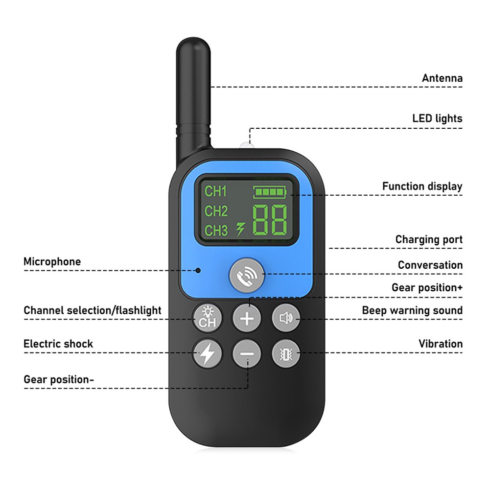 1 Drag-1/2/3 Pet Dog Remote Control Anti Barking Collar Training Collar Shock