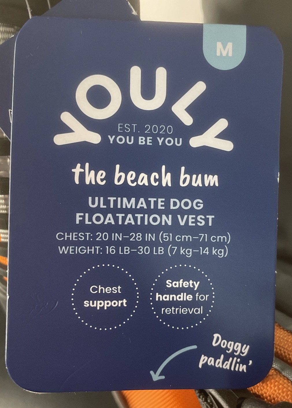 NWT Dog Life Jacket Vest Floatation Device Medium YOULY ORANGE HIGH VISIBILITY