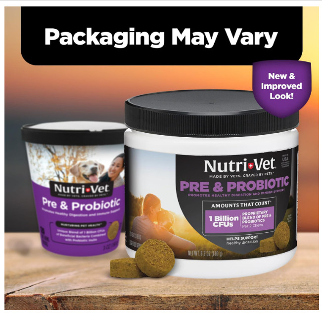 Nutri-Vet Pre and Probiotic for Dogs Digestive Health Support 120 Soft Chews NEW