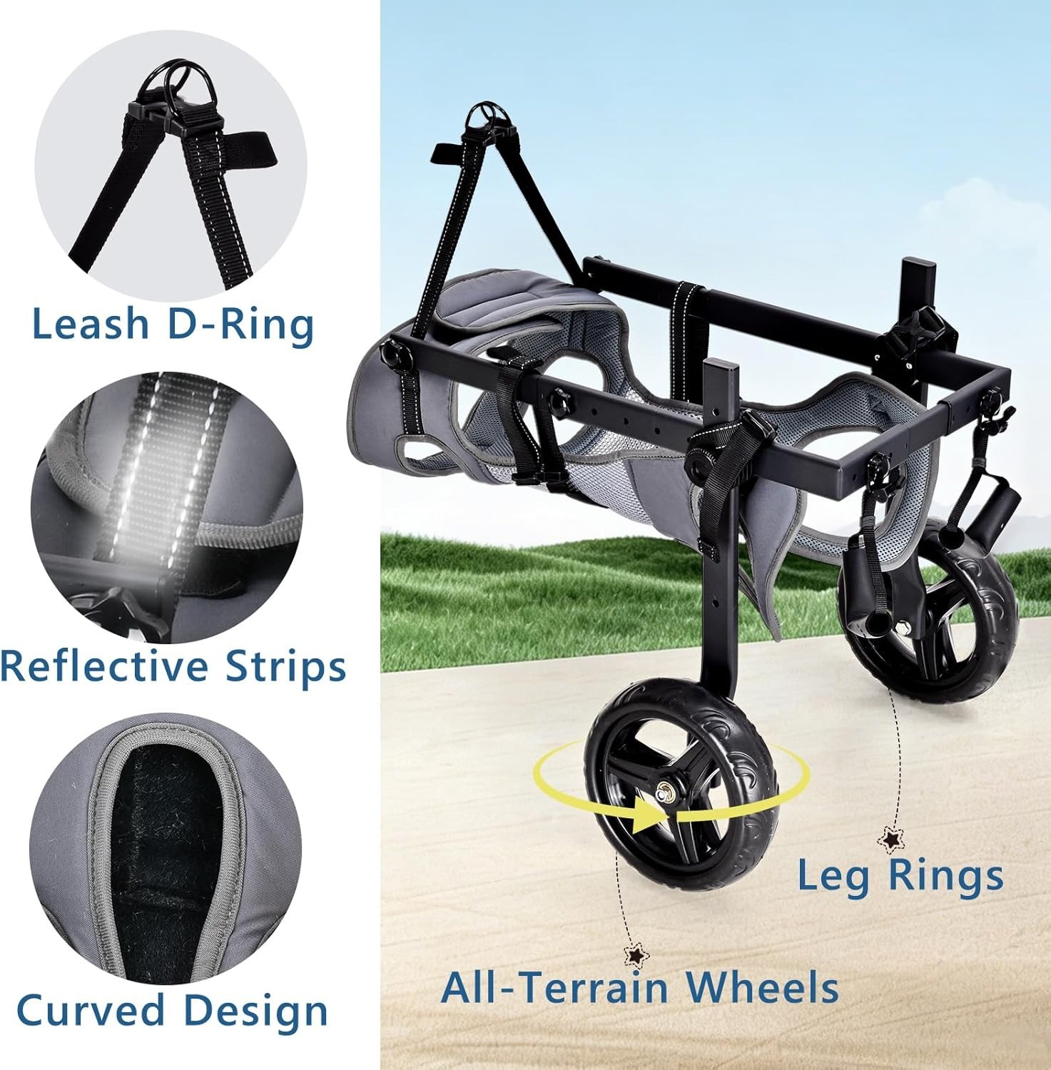 Size M/L – Dog Wheelchair for Back Legs, Adjustable Height/Length/Width