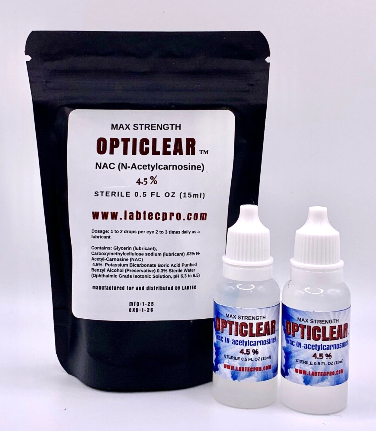 Cataract Eye Drops with 4.5% NAC, N-Acetylcarnosine 15ml Vial 2 pack!