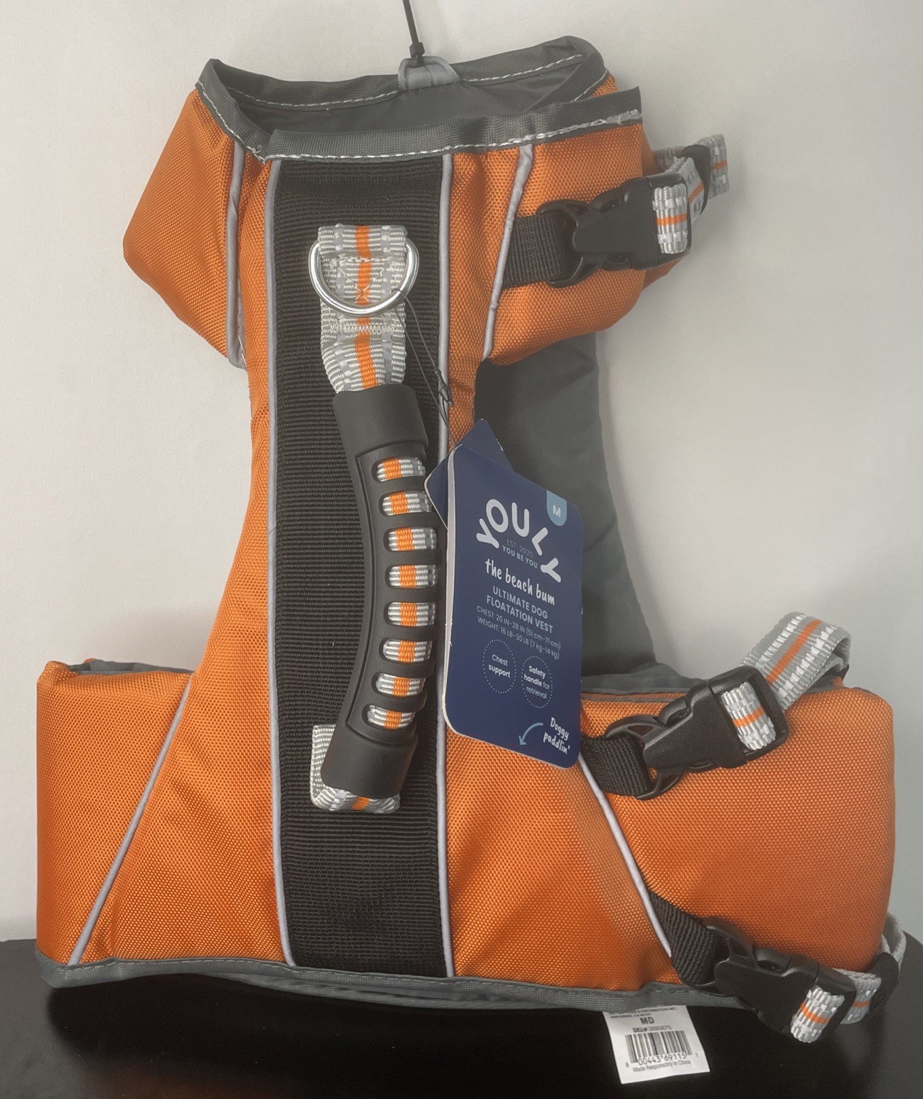NWT Dog Life Jacket Vest Floatation Device Medium YOULY ORANGE HIGH VISIBILITY