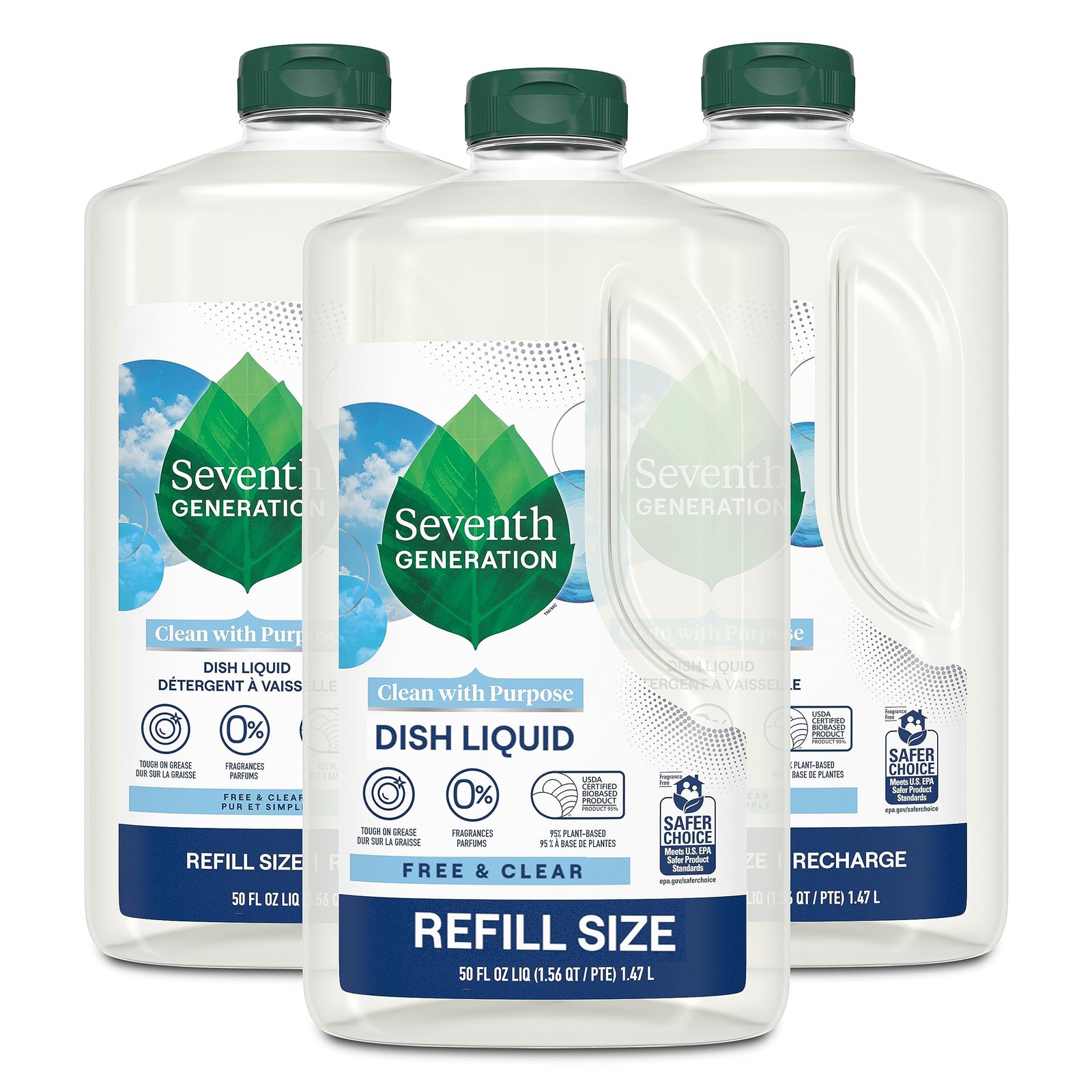 Seventh Generation Dish Liquid Soap Refill Free & Clear Dish Soap for sensiti…