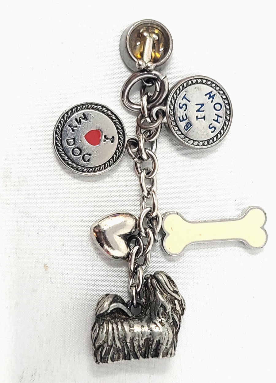 Dog Charm Key Chain, Bone, Best in Show, Dog Bowl Love My Dog Shih Tzu Preowned.