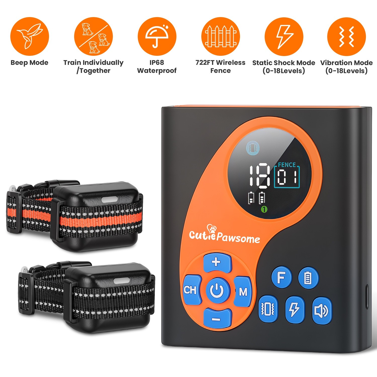 2IN1 Wireless Dog Fence System Pet Containment Boundary Control &Training collar