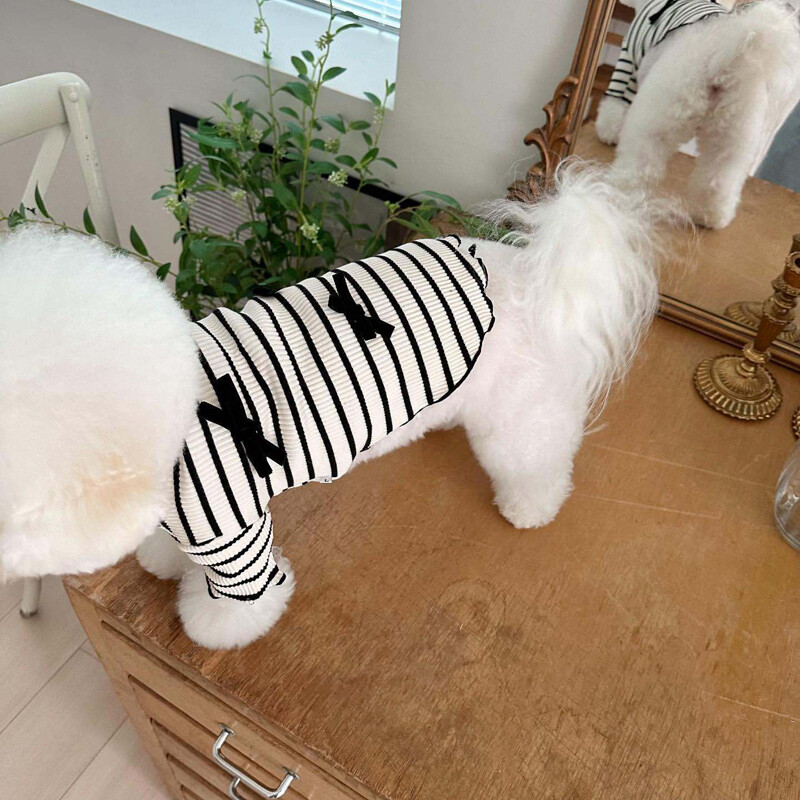 Puppy Spring Summer Short Sleeve Pet Striped Skirt Dog Fashion Clothes.