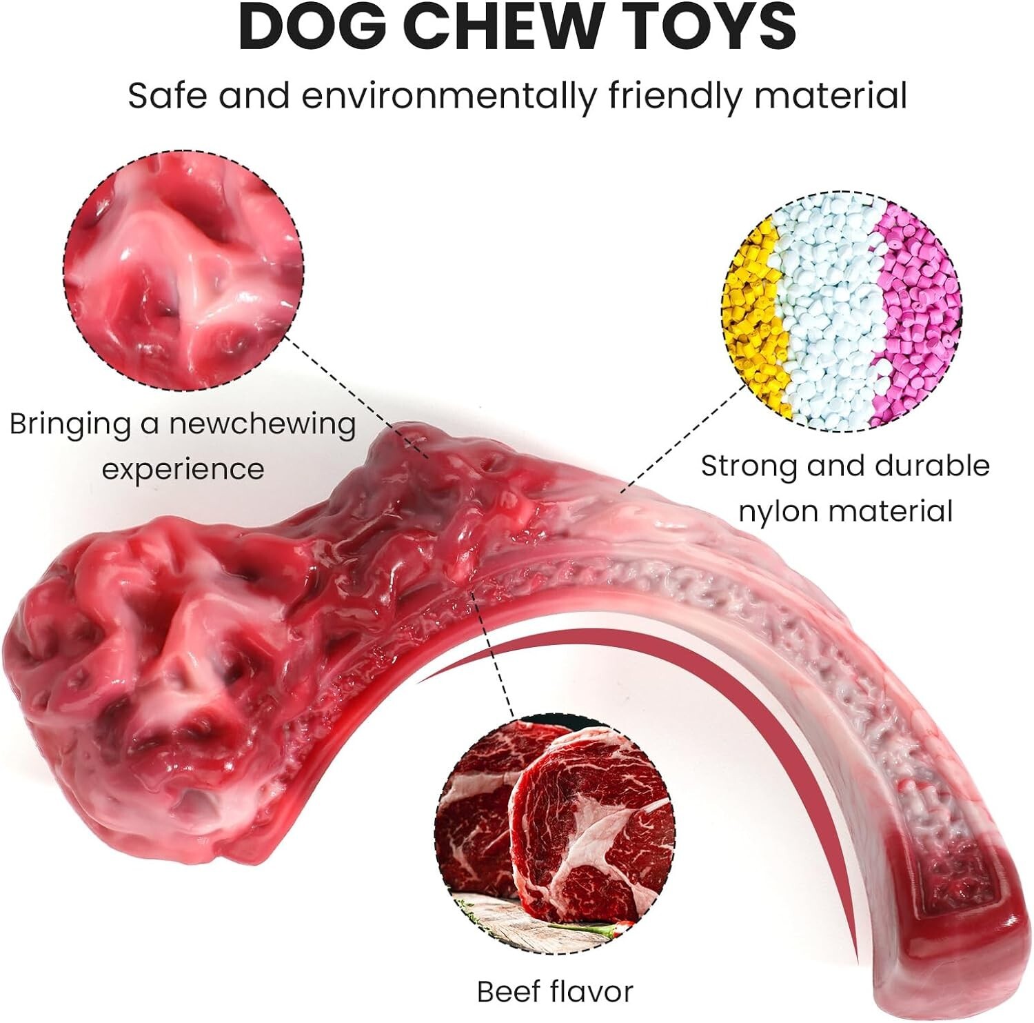 Dog Pet Chew Toys for Aggressive Chewers, Tough Durable Nylon Tomahawk Bone