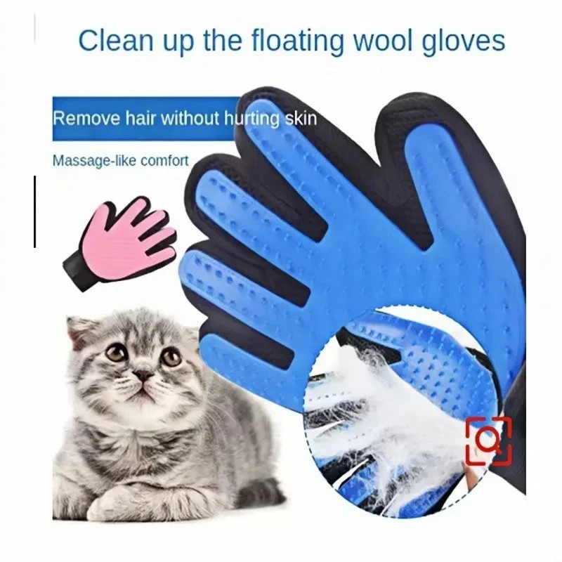 Pet Hair Remover Glove Brush Dog Cat Grooming Massage Soft Bath Shedding Glove