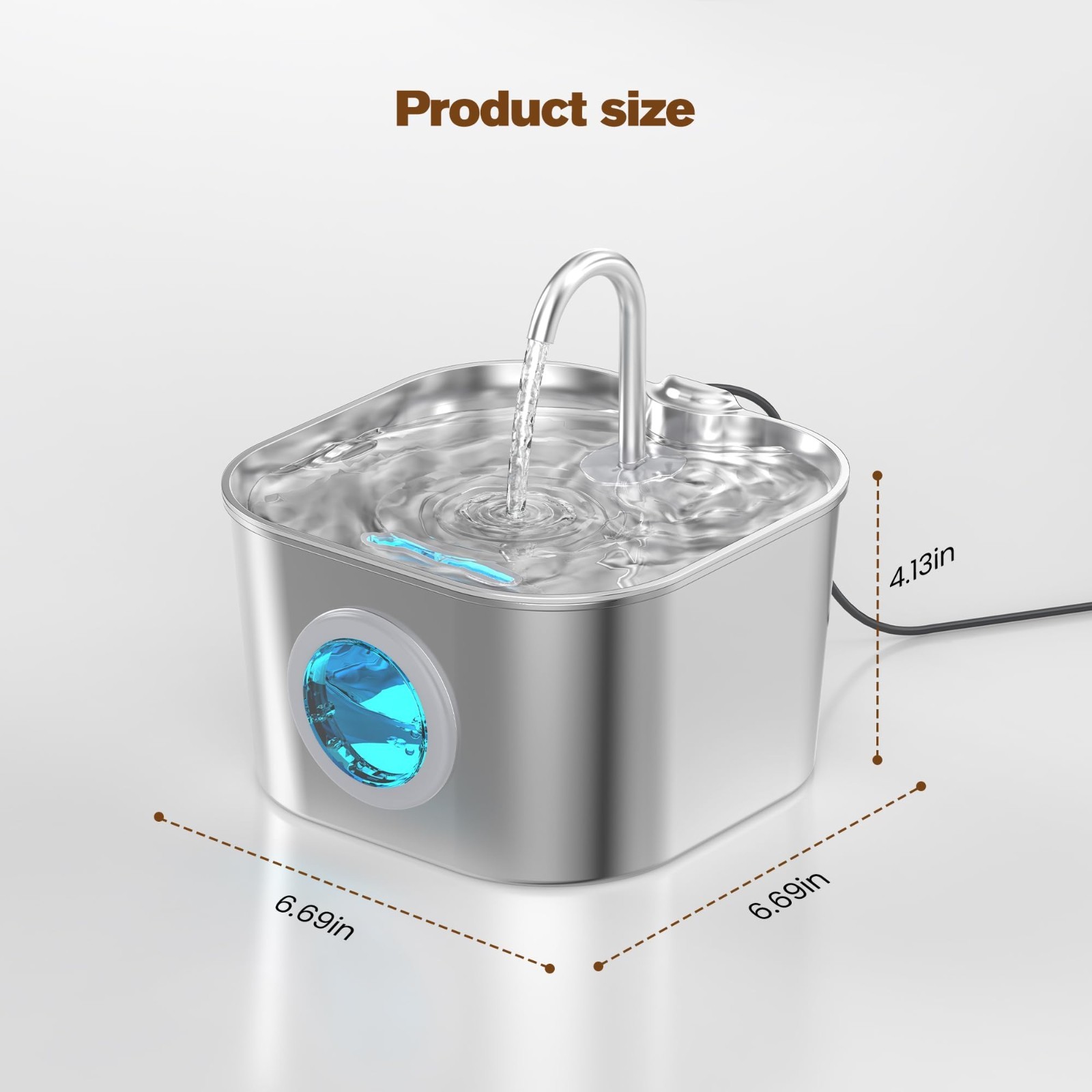 3.2L/2.2L Stainless Steel Cat Dog Water Fountain Pet Drinking Fountain Dispenser