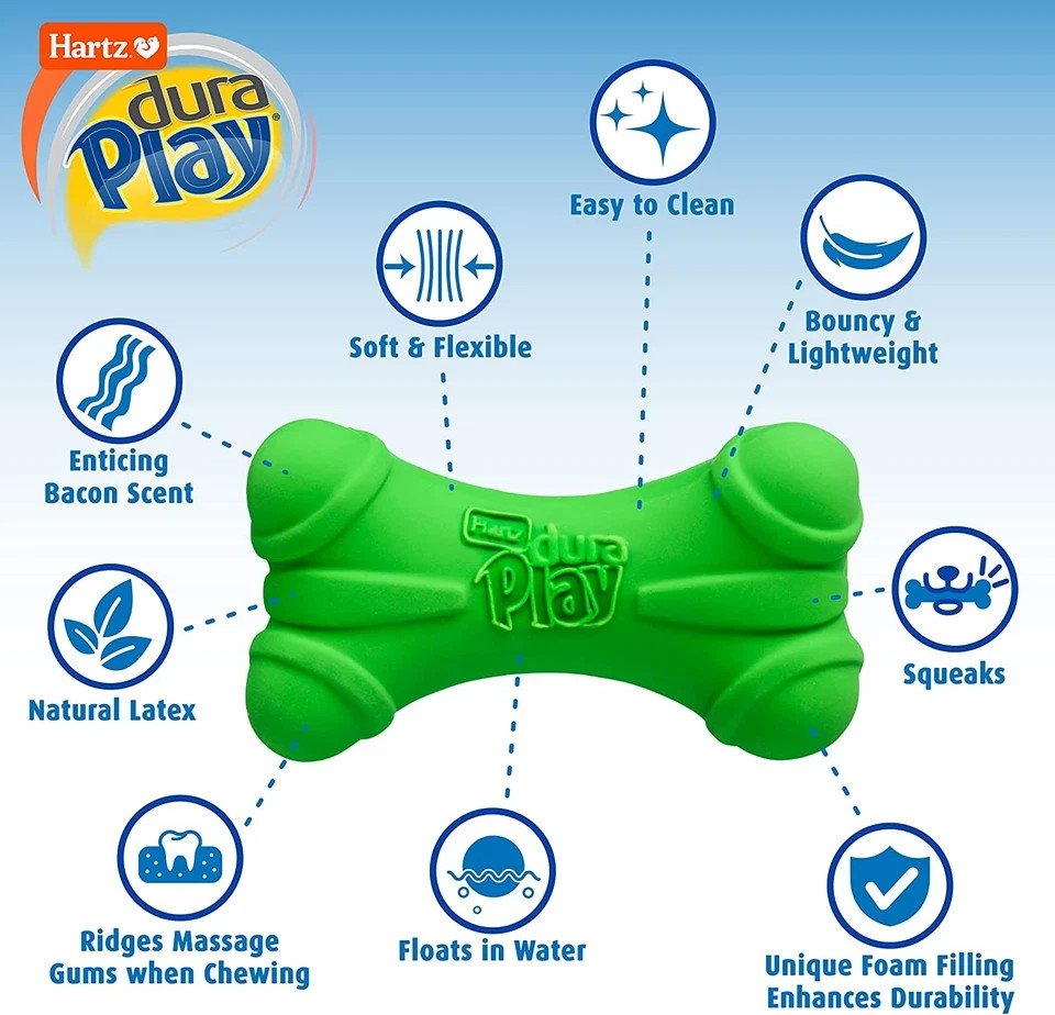 Bone Squeaky Latex Dog Toy for Medium Breeds, 3 Pack
