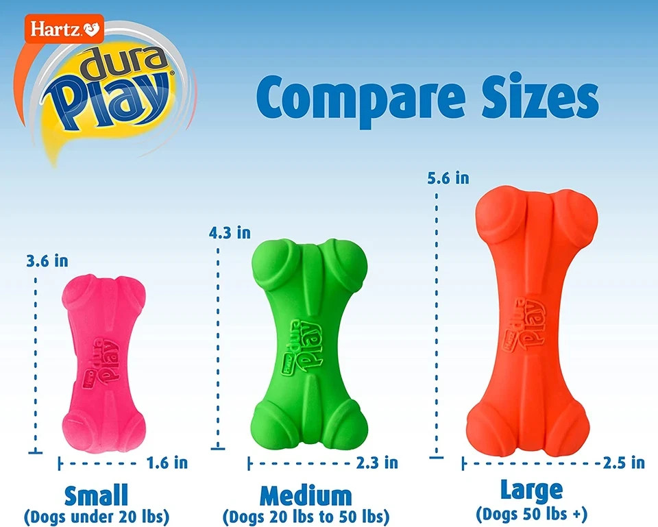 Bone Squeaky Latex Dog Toy for Medium Breeds, 3 Pack