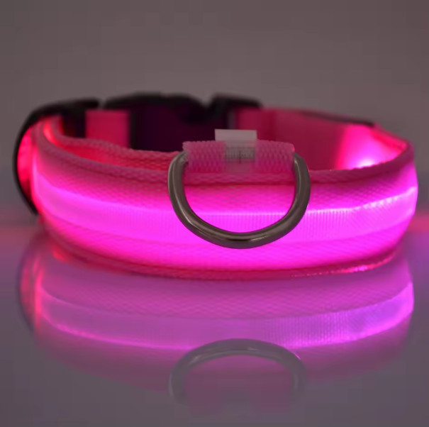 USB Rechargeable Glowing Dog Collar Luminous Flashing Night Safety Light For Pet
