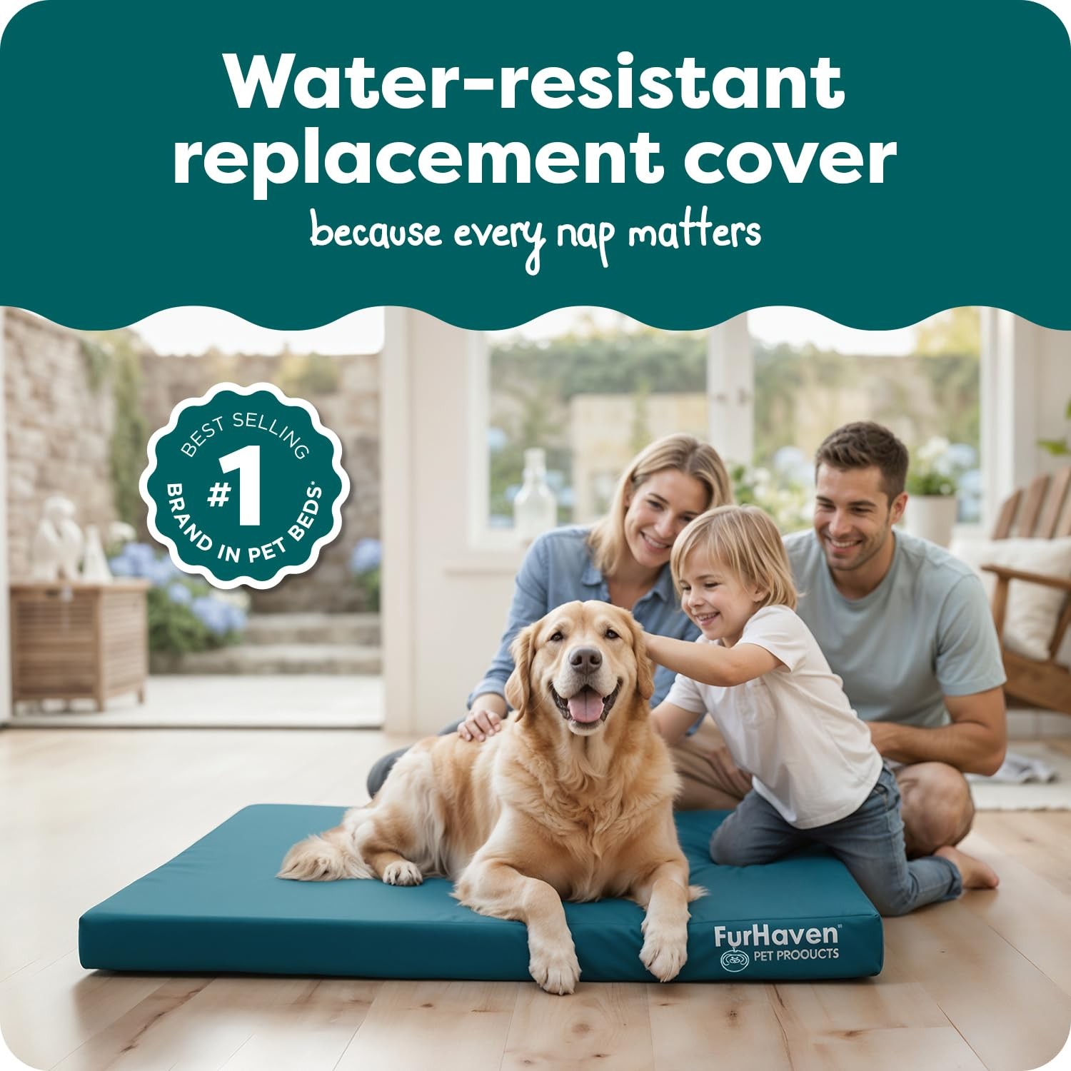 Furhaven Replacement Dog Bed Cover Jumbo (X-Large) (Pack of 1), Deep Lagoon