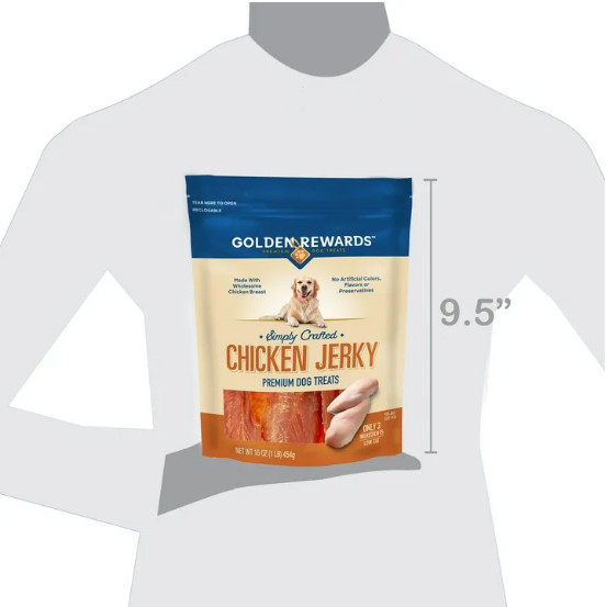 Golden Rewards Chicken Flavor Premium Dry Jerky Treats for All Dogs, 16 oz