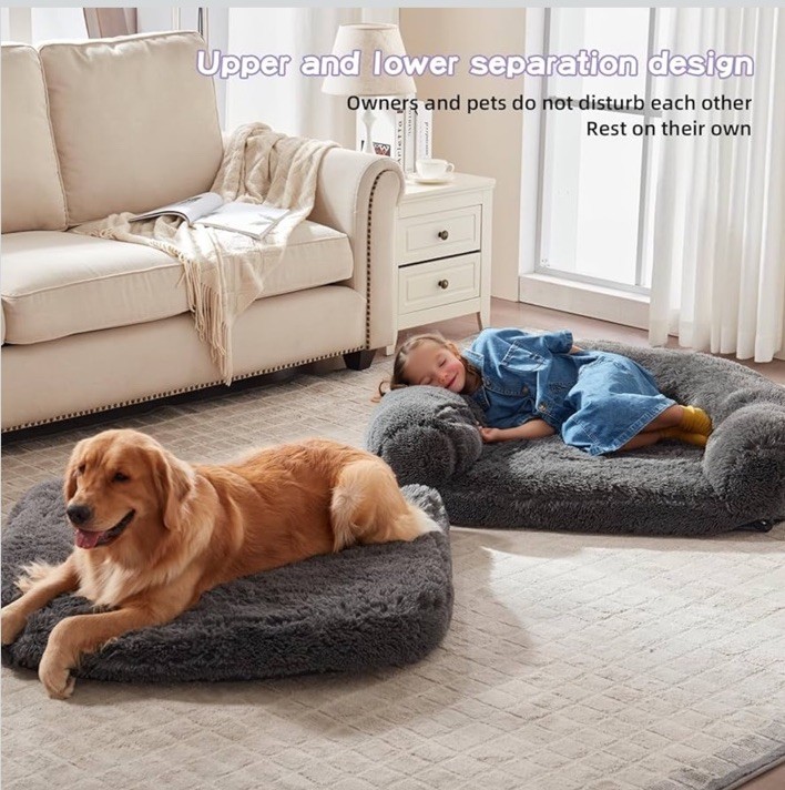 2-In-1 Human Sized Dog Bed Giant Orthopedic Egg Foam Mat 71”x41.4”x12” Washable