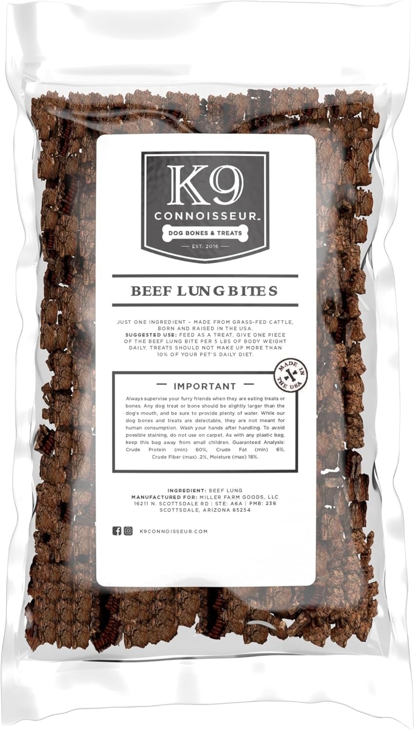 Beef Lung Dog Training Treats All Natural & Lean USA Made Single Ingredient Bulk