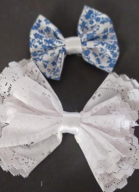 DOG HARNESS DRESS W/ MATCHING Hair bow BLUE CALIO NEW HANDMADE FREE SHIPPING