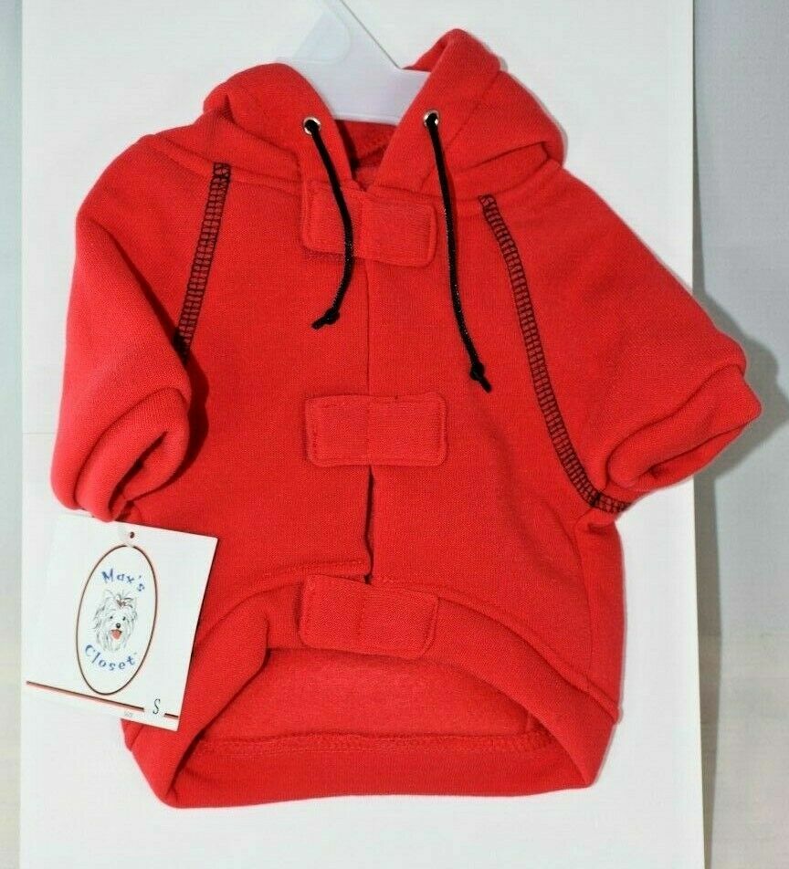 Max’s Closet Solid Red Hoodie Jacket (Pet, Dog) Small (S)