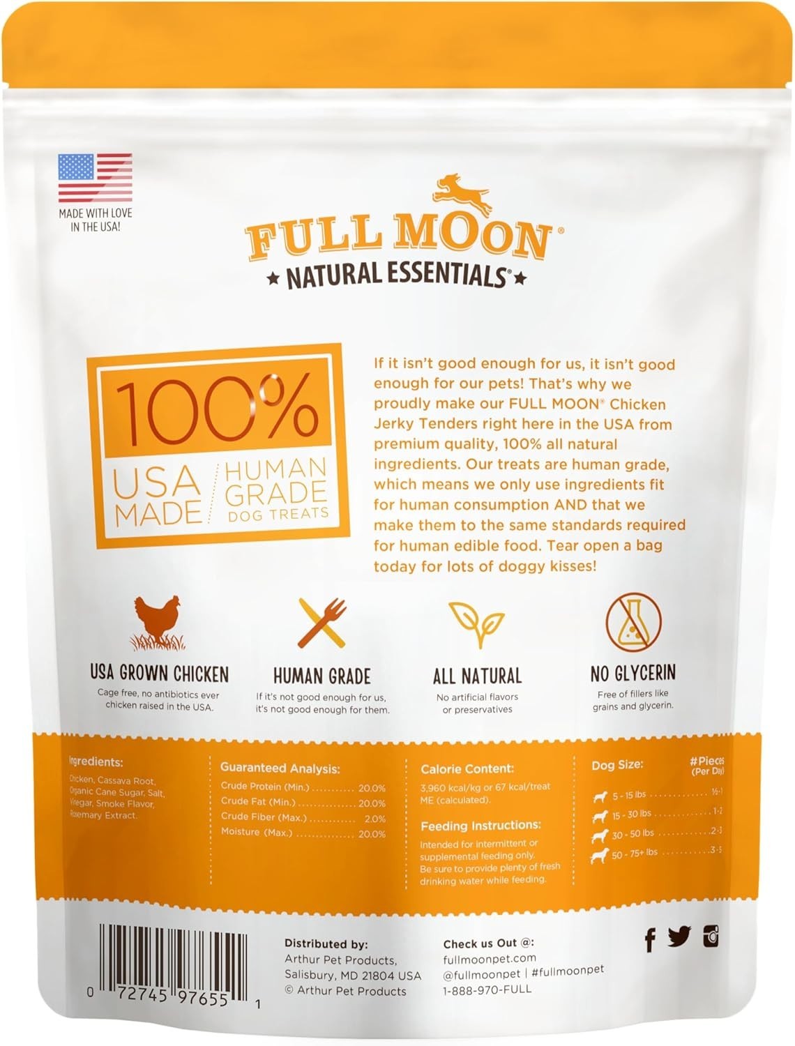 Full Moon Chicken Jerky Tenders Healthy All Natural Dog Treats Human Grade Made