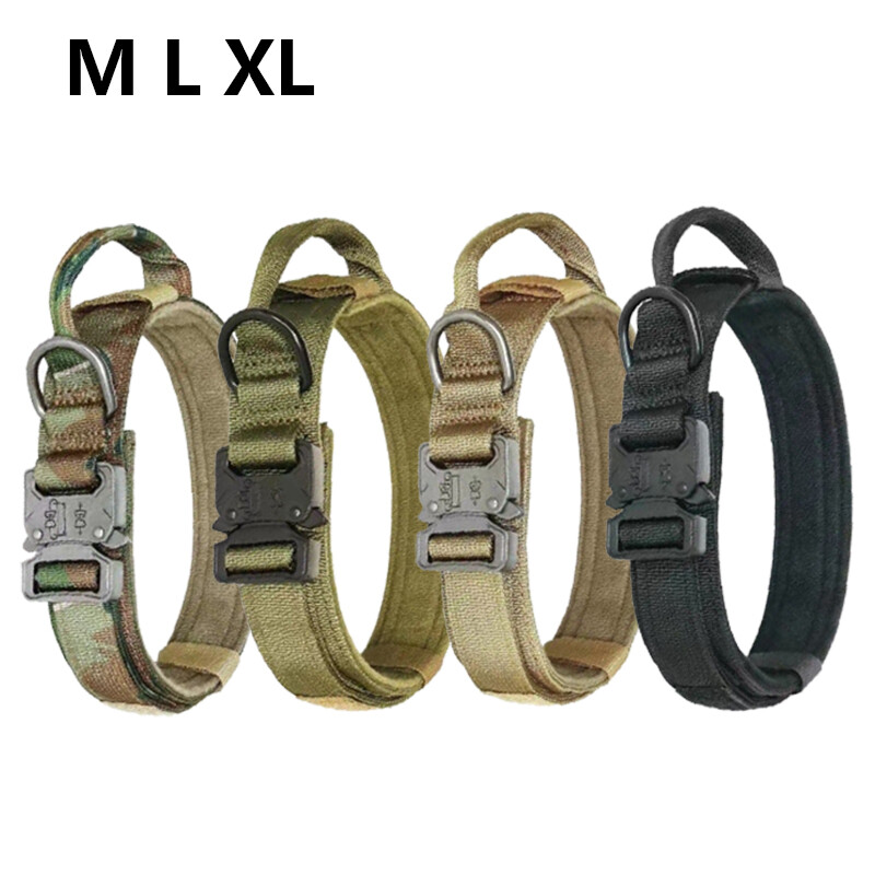 Tactical Military Dog Training Collar Adjustable Metal Buckle with Handle M L XL
