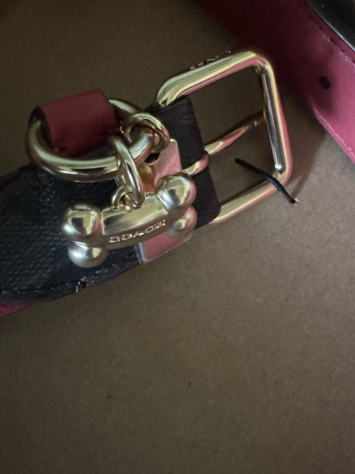 NWT Coach New York Signature Dog Collar Red/Brown/black/gold Size MEDIUM 13”-16”