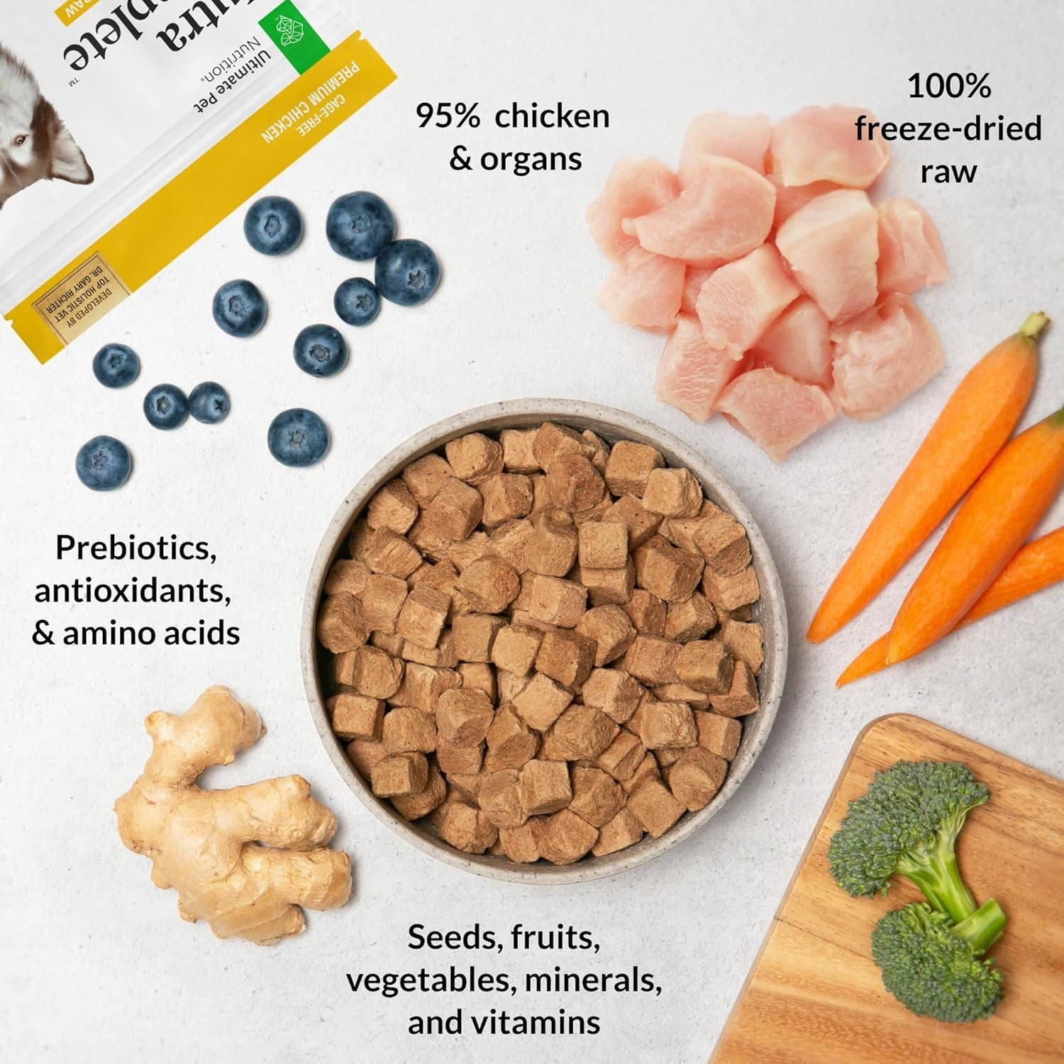 Ultimate Pet Nutrition Nutra Complete Freeze Dried Raw Dog Food, Chicken 16 oz