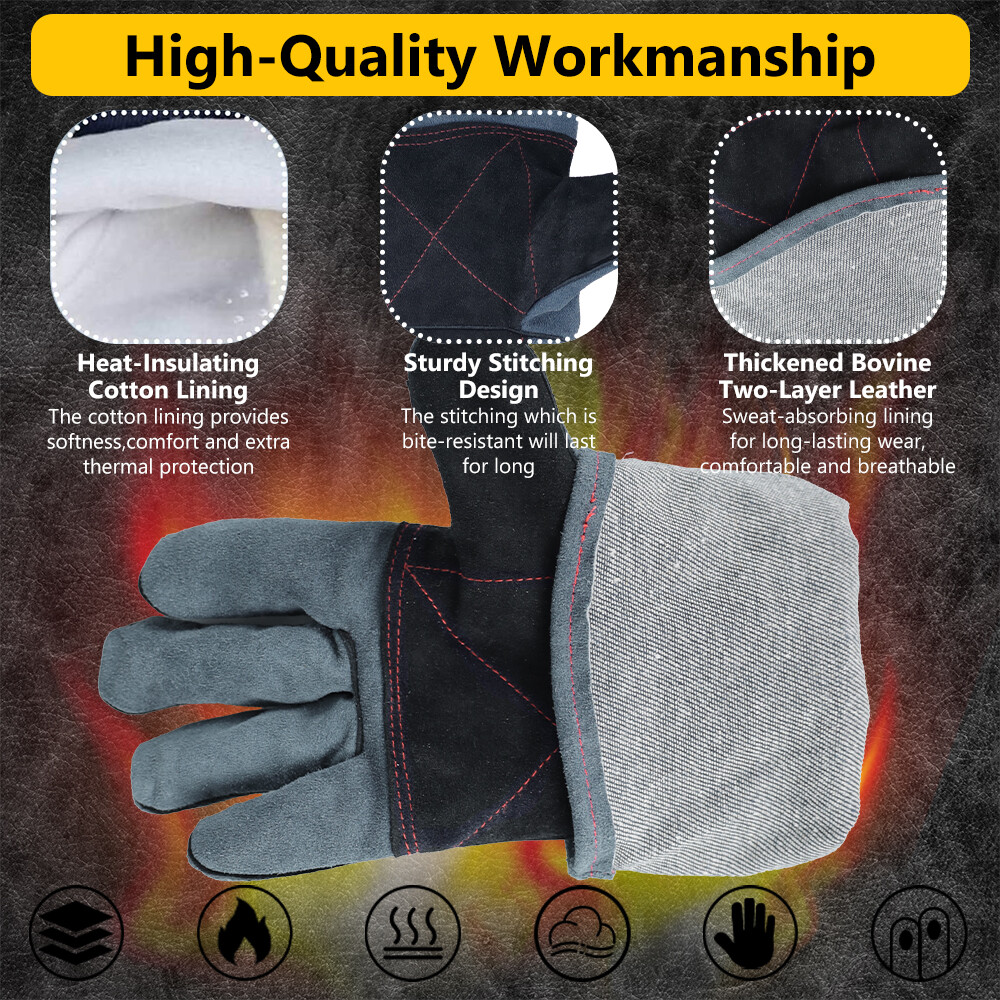 Animal Handling Gloves Bite Proof Leather Sleeve Dog Cat Snake Safety Protector