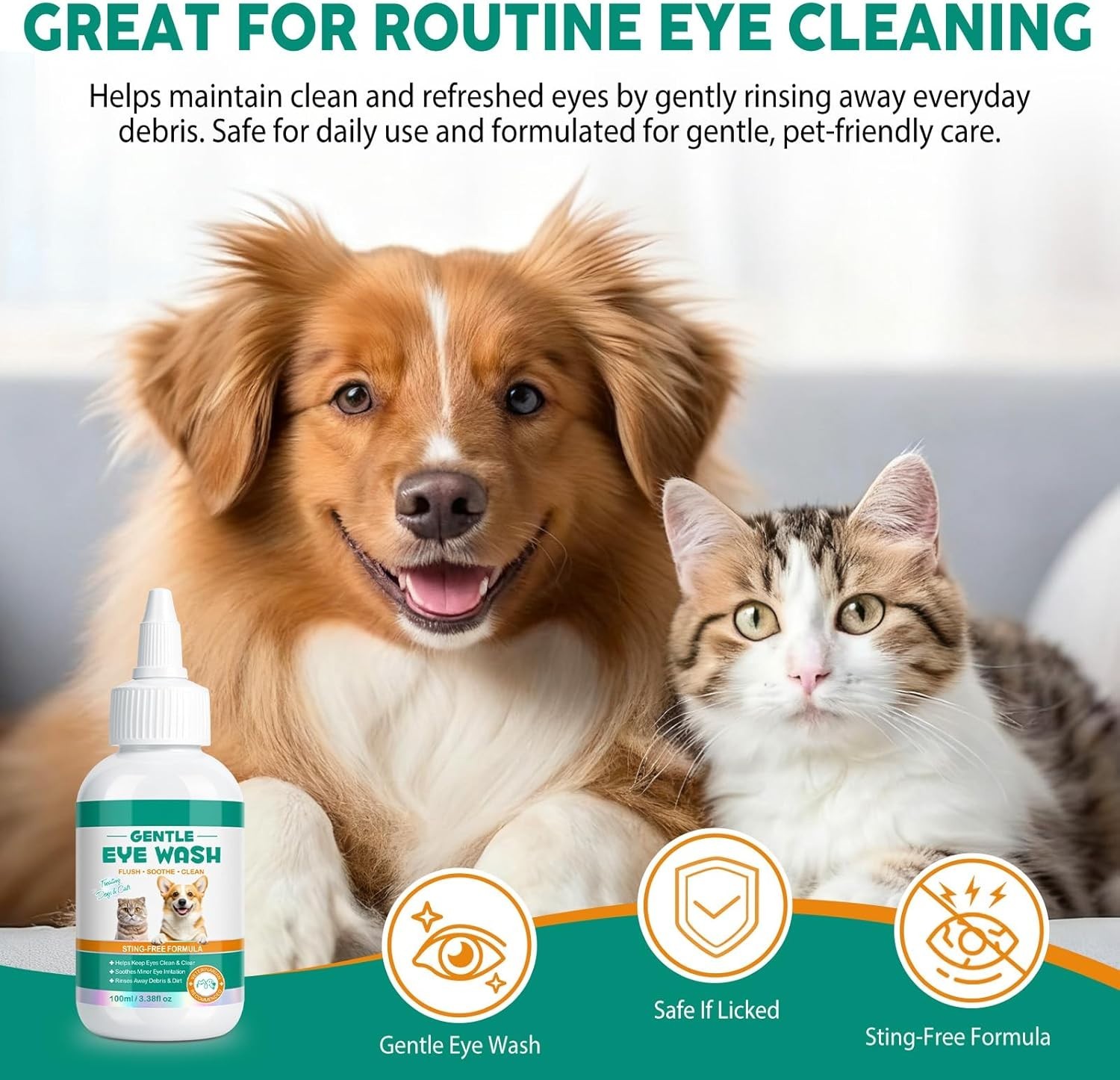 Dog Eye Drops, Eye Infection Treatment for Dogs and Cats,Soothe Infection ,100ml